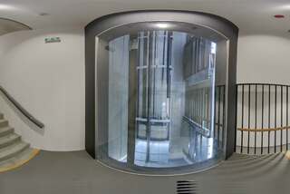 View of the elevator through the glass part.